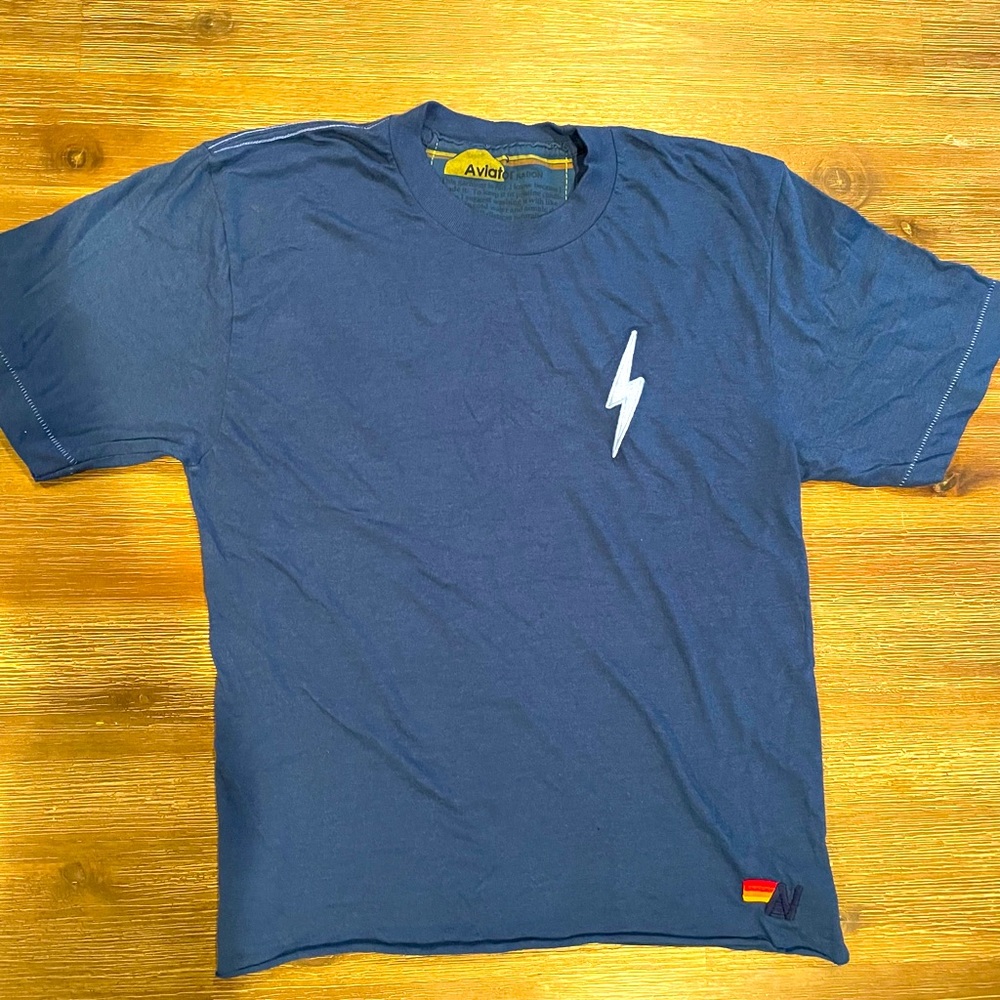 Aviator Nation Bolt Boyfriend Tee Women’s size Small Blue